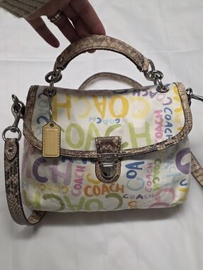 Coach Hampton Scribble Graffiti Handbag